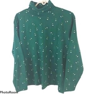Vintage Green Liz Claiborne Golf Novelty  Turtleneck Top sz Large